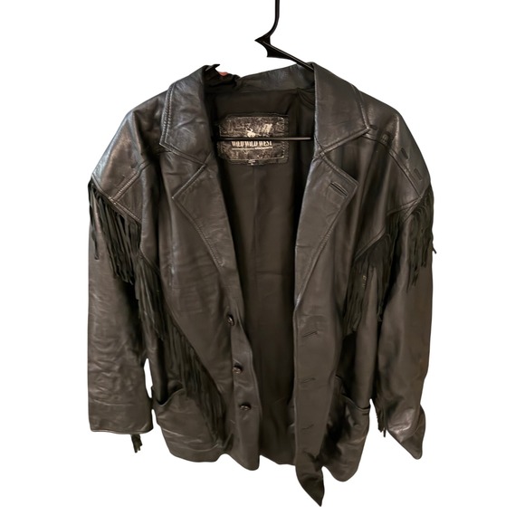 Wild Wild West Arrowsmith Black Leather Fringe Western Jacket Mens XL